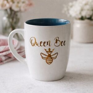 Queen Bee Ceramic Coffee Mug | Gold metallic lettering | Gift Mug